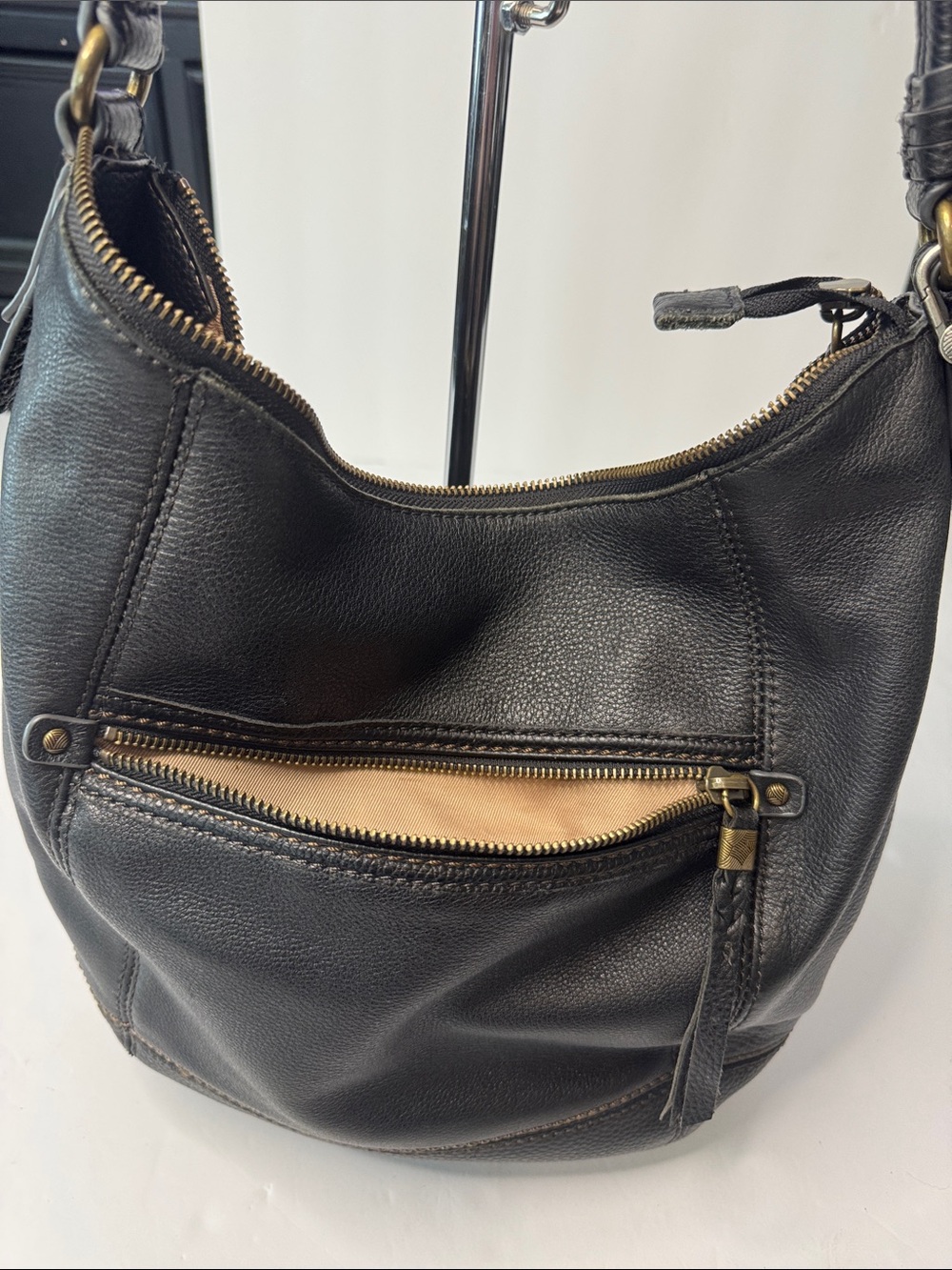 The Sak Sequoia Hobo Shoulder Bag, Black Pebbled Leather - Picture 6 of 16